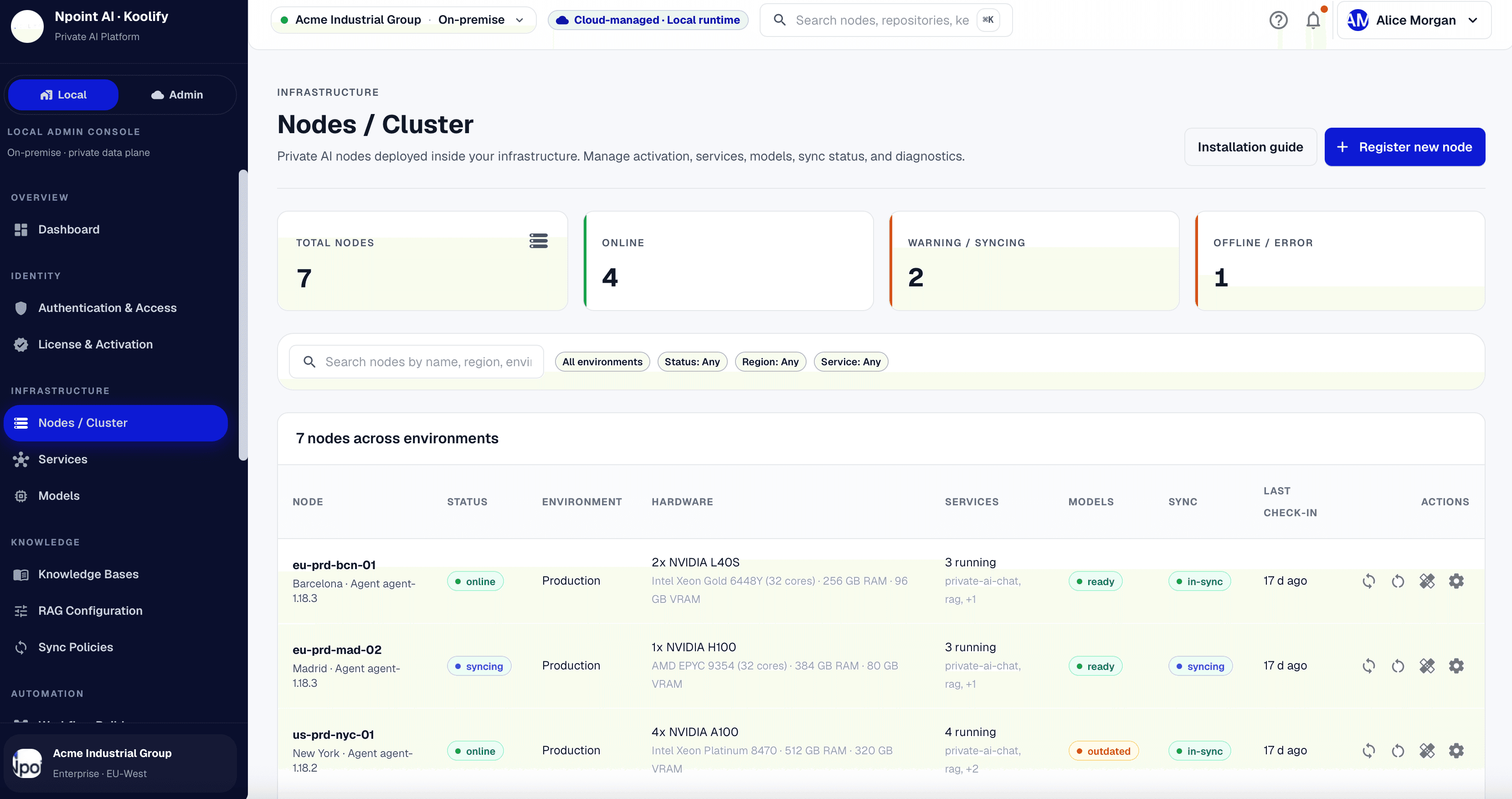 KoolBox server and node management